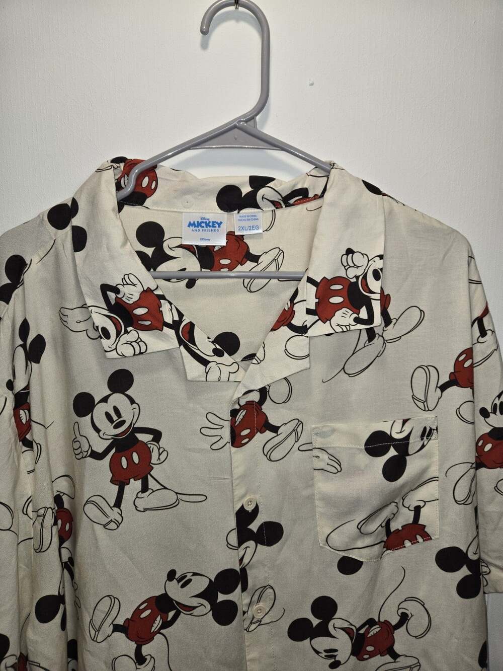 NWT Big Mens Or UNISEX 3X Disney Mickey Mouse Graphic Button Up Shirt Travel